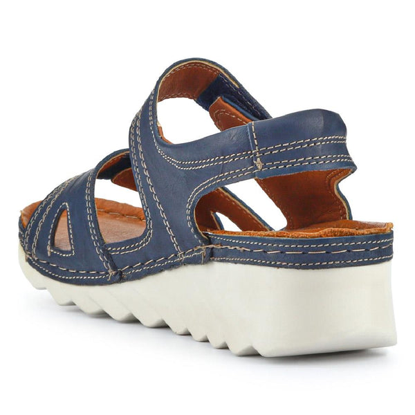 Pavers Leather Dual Touch-Fasten Sandals - Navy