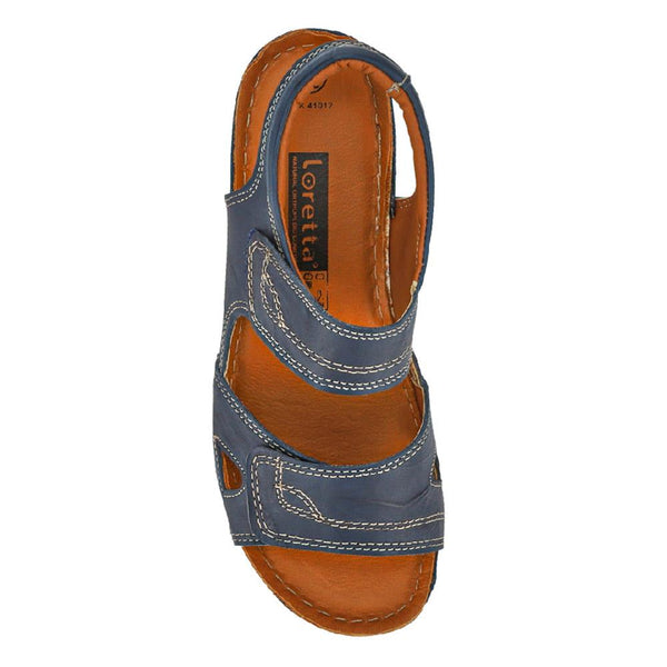 Pavers Leather Dual Touch-Fasten Sandals - Navy