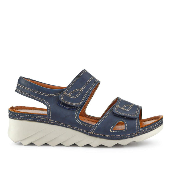 pavers Leather Dual Touch-Fasten Sandals - Navy