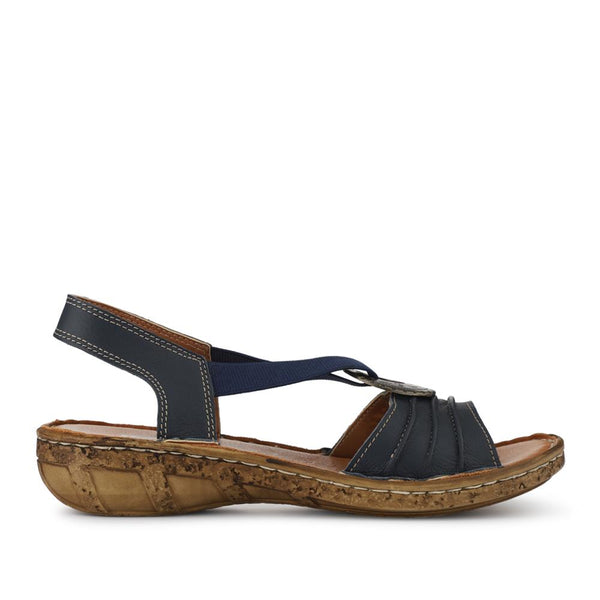 pavers Leather Elastic-Fit Sandals - Navy