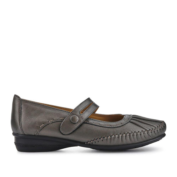 pavers Leather Extra-Cushioned Mary Janes - Pewter