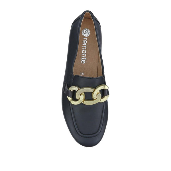 Pavers Leather Heeled Loafers - Navy