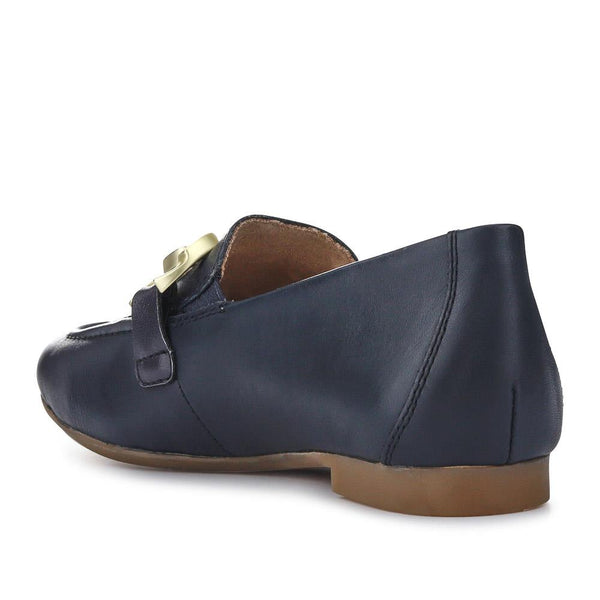 Pavers Leather Heeled Loafers - Navy