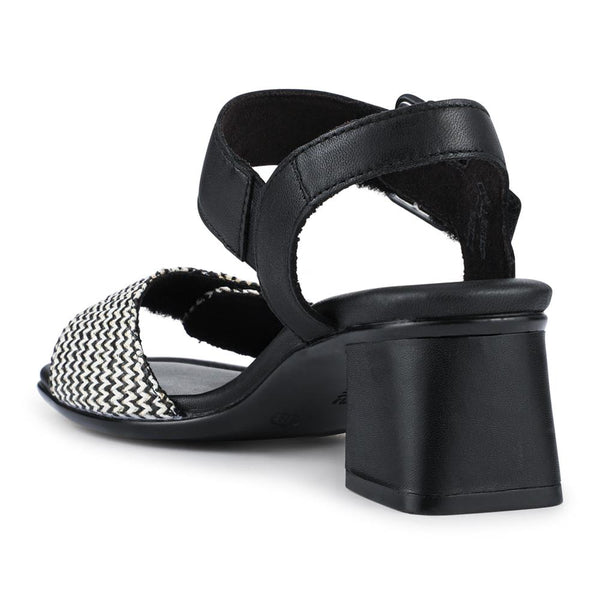 Pavers Leather Heeled Sandals - Black Multi