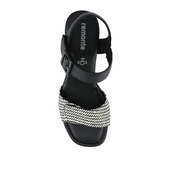 Pavers Leather Heeled Sandals - Black Multi