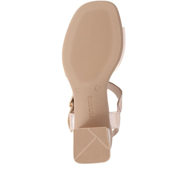 Pavers Leather Heeled Sandals - Rose Gold