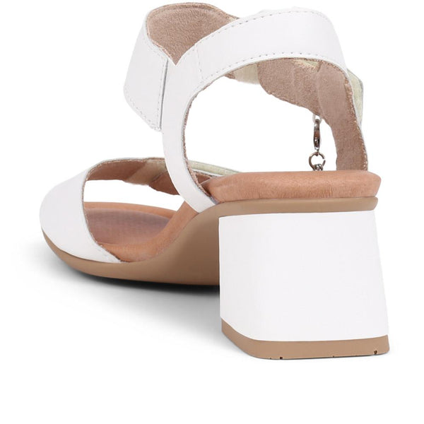 Pavers Leather Heeled Sandals - White