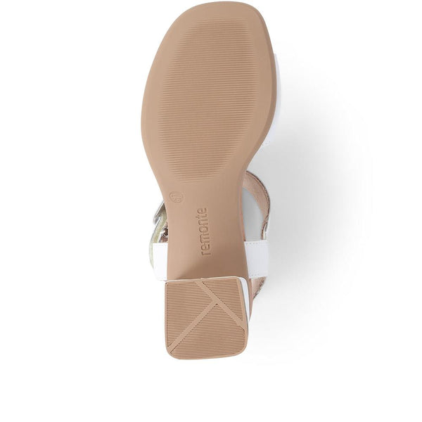 Pavers Leather Heeled Sandals - White