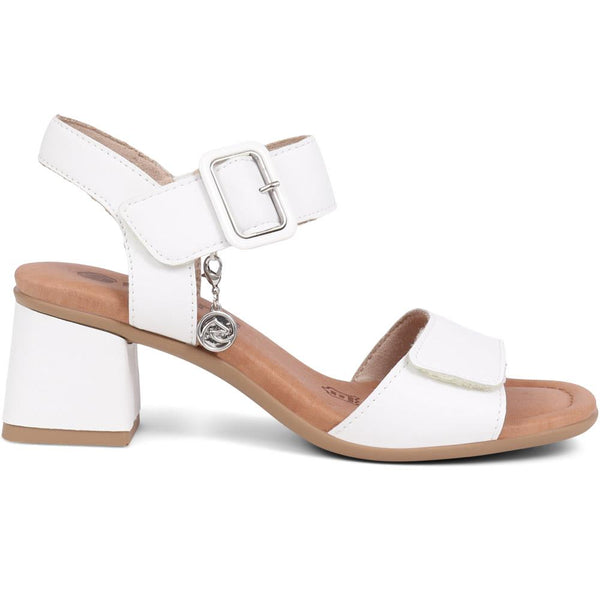 pavers Leather Heeled Sandals - White