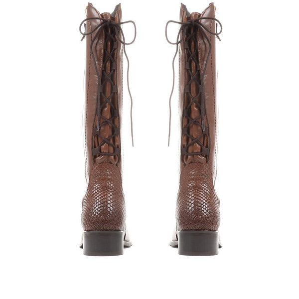 Pavers Leather Knee High Boots - Cognac