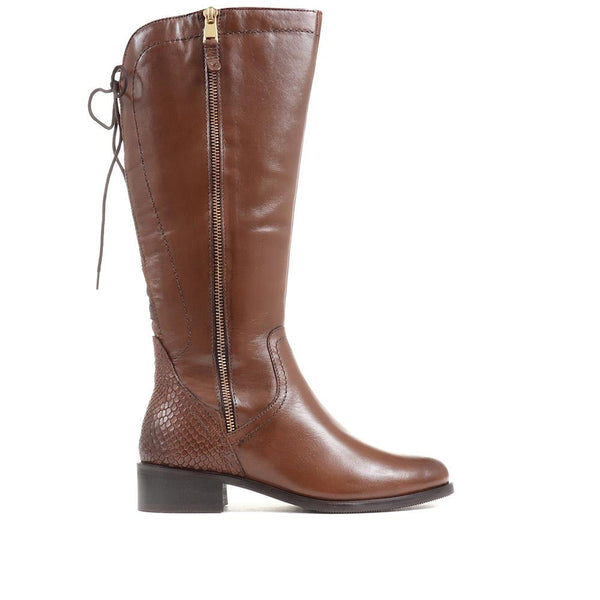 pavers Leather Knee High Boots - Cognac