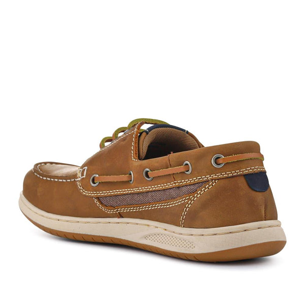 Pavers Leather Lace-Up Boat Shoes - Brown