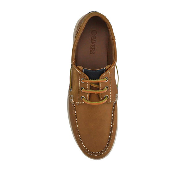Pavers Leather Lace-Up Boat Shoes - Brown
