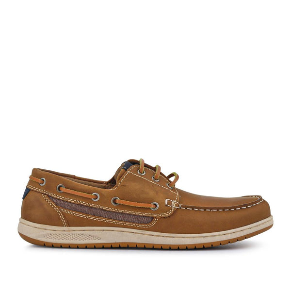 pavers Leather Lace-Up Boat Shoes - Brown
