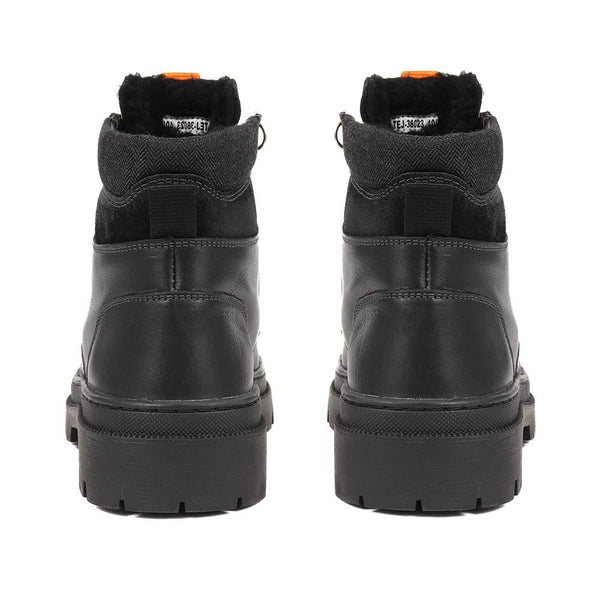 Pavers Leather Lace-Up Boots - Black