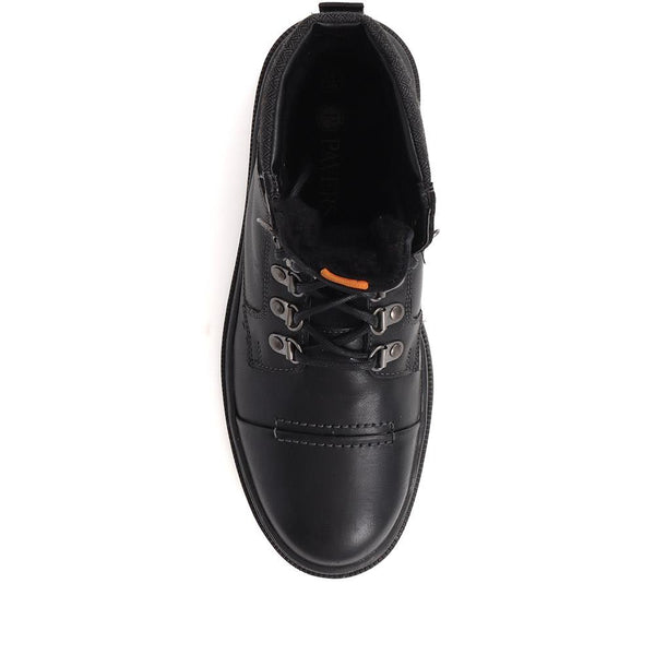 Pavers Leather Lace-Up Boots - Black