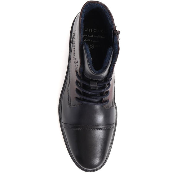 Pavers Leather Lace-Up Boots - Navy Multi