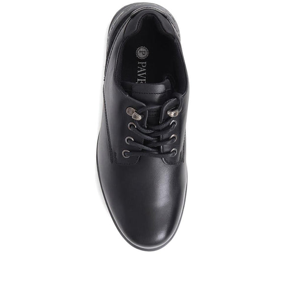 Pavers Leather Lace-Up Shoes - Black