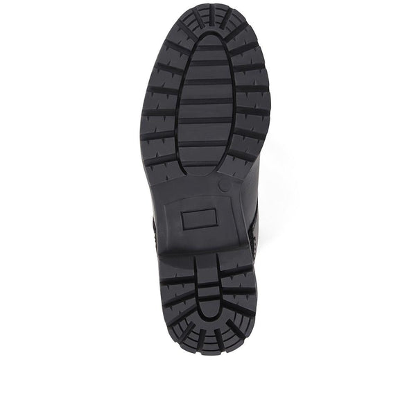 Pavers Leather Lace-Up Shoes - Black