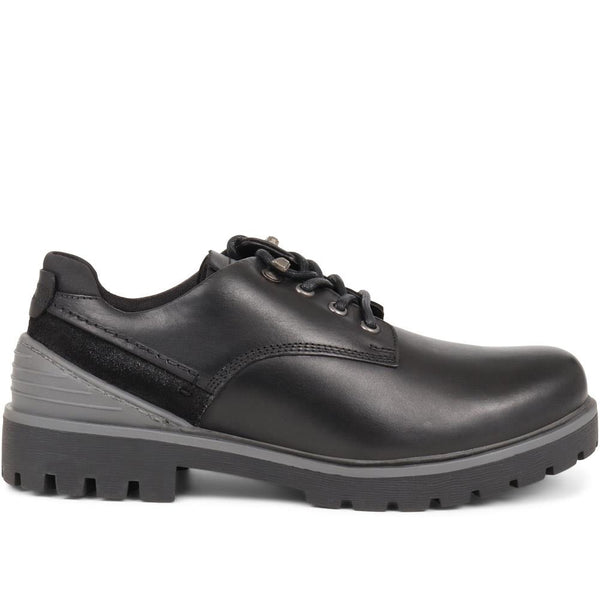 pavers Leather Lace-Up Shoes - Black