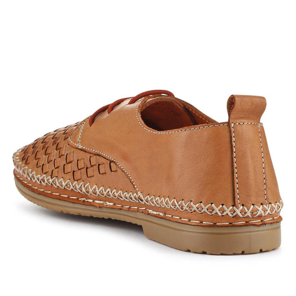 Pavers Leather Lace-Up Shoes - Tan