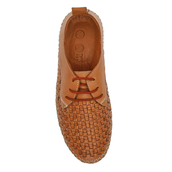 Pavers Leather Lace-Up Shoes - Tan