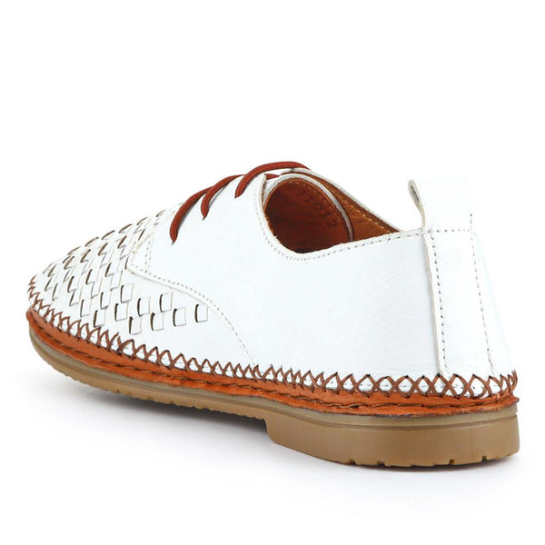 Pavers Leather Lace-Up Shoes - White