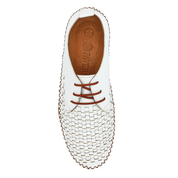 Pavers Leather Lace-Up Shoes - White