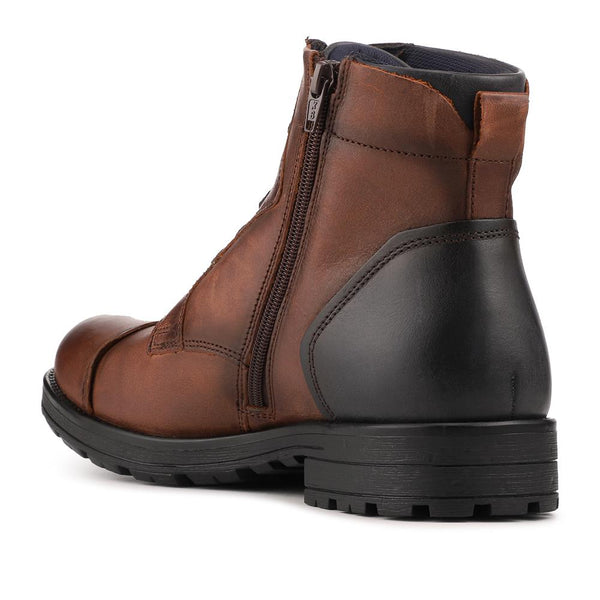 pavers Leather Lace Up Toe Cap Boots - Brown