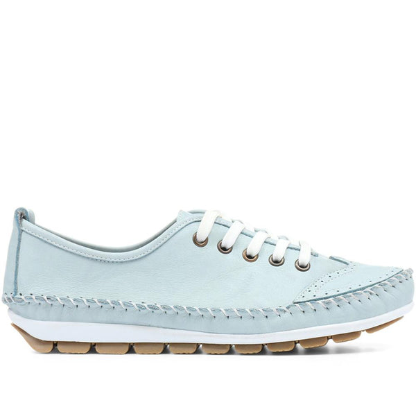 pavers Leather Lace-Up Trainers - Baby Blue