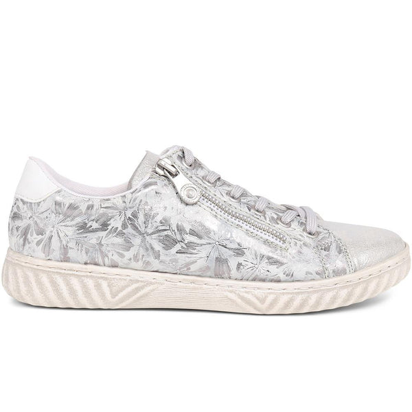 pavers Leather Lace-Up Trainers - Beige