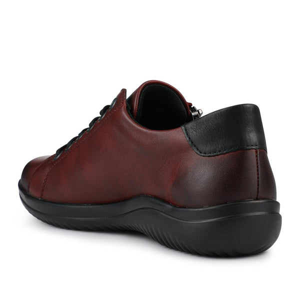 Pavers Leather Lace-Up Trainers - Burgundy