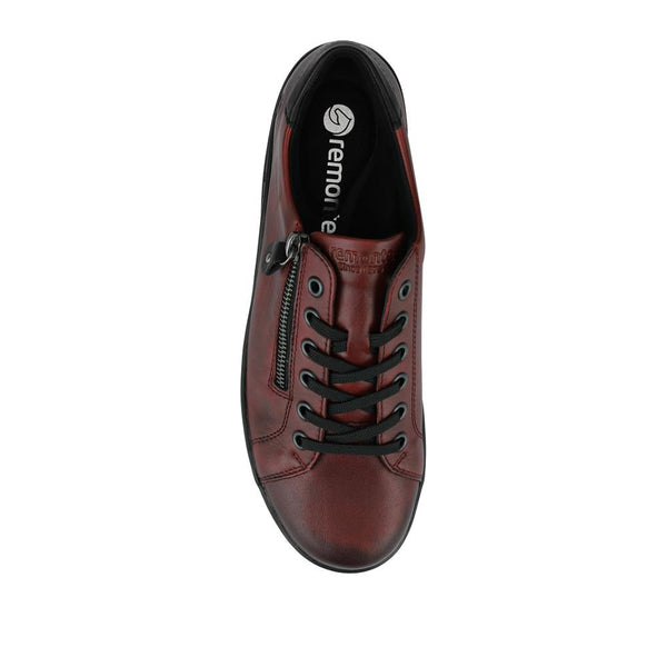 Pavers Leather Lace-Up Trainers - Burgundy