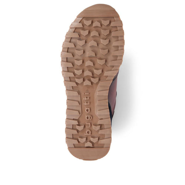 Pavers Leather Lace-Up Trainers - Burgundy