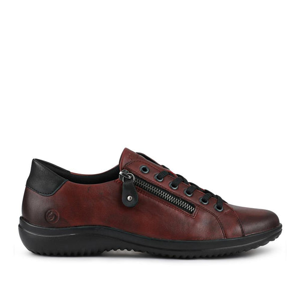 pavers Leather Lace-Up Trainers - Burgundy