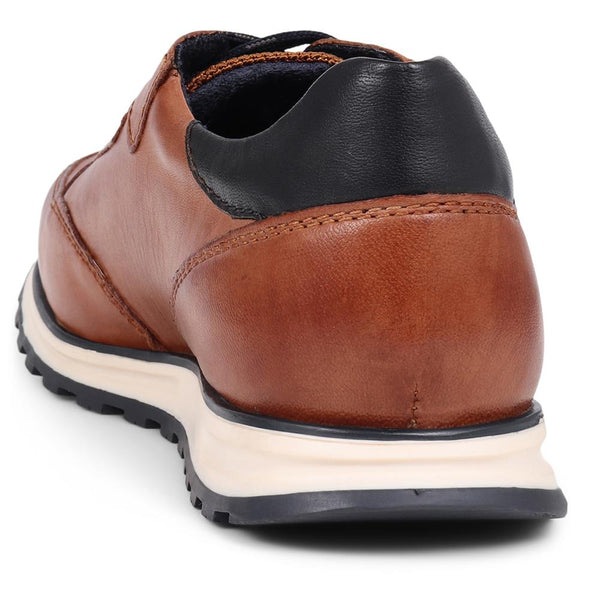 Pavers Leather Lace-Up Trainers - Cognac