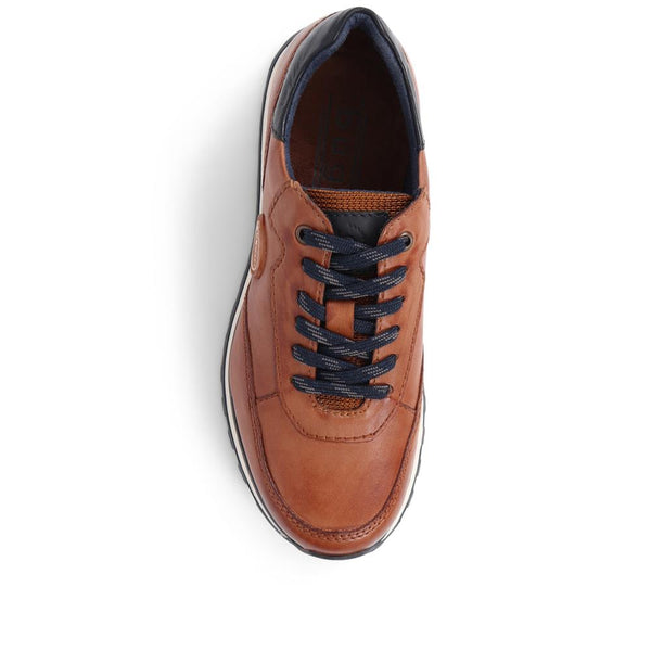 Pavers Leather Lace-Up Trainers - Cognac