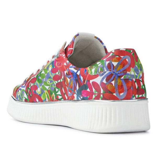 Pavers Leather Lace-Up Trainers - Floral