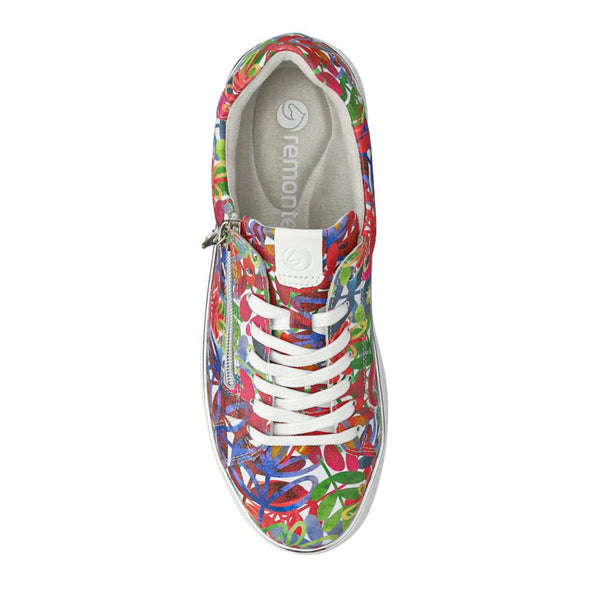 Pavers Leather Lace-Up Trainers - Floral