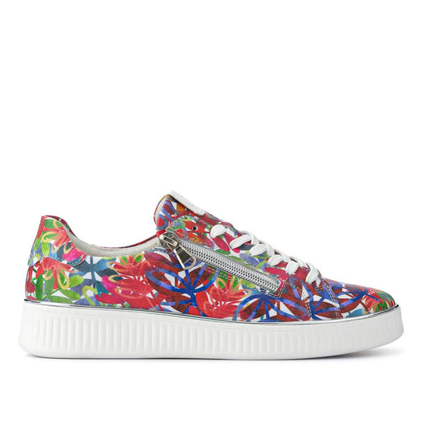 pavers Leather Lace-Up Trainers - Floral