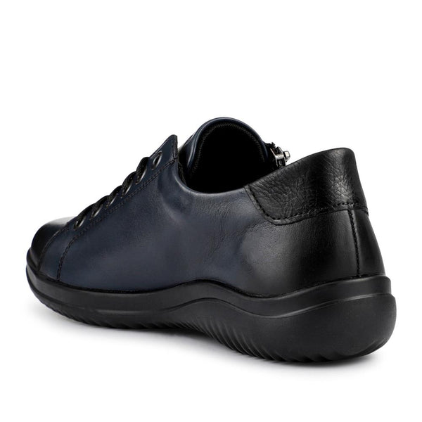 Pavers Leather Lace-Up Trainers - Navy