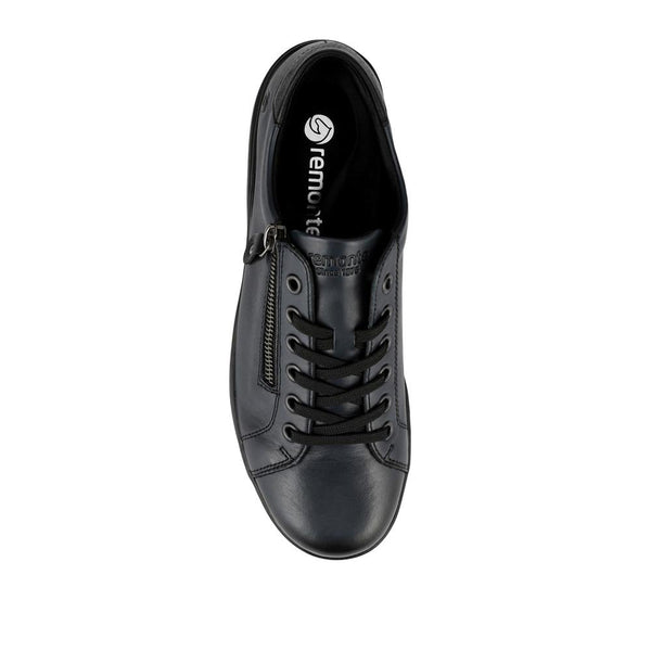 Pavers Leather Lace-Up Trainers - Navy