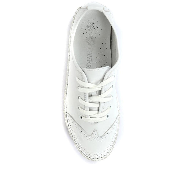 Pavers Leather Lace-Up Trainers - White