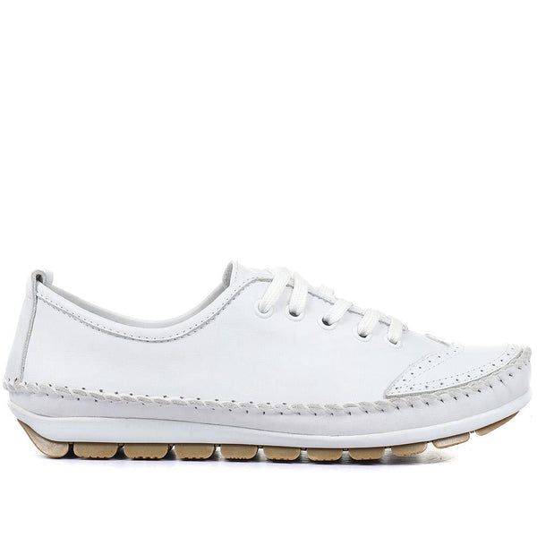 pavers Leather Lace-Up Trainers - White