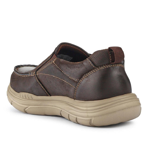 Pavers Leather Laceless Slip-On Shoes - Brown
