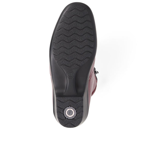 Pavers Leather Ladies Ankle Boots - Burgundy