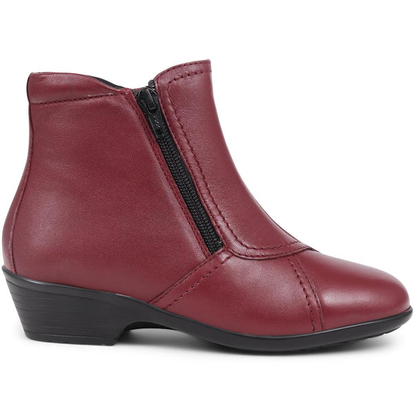 pavers Leather Ladies Ankle Boots - Burgundy