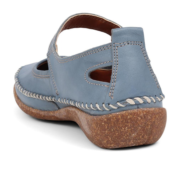 Pavers Leather Mary Janes - Denim