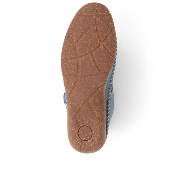Pavers Leather Mary Janes - Denim