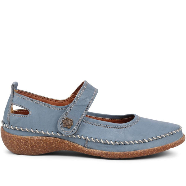 pavers Leather Mary Janes - Denim
